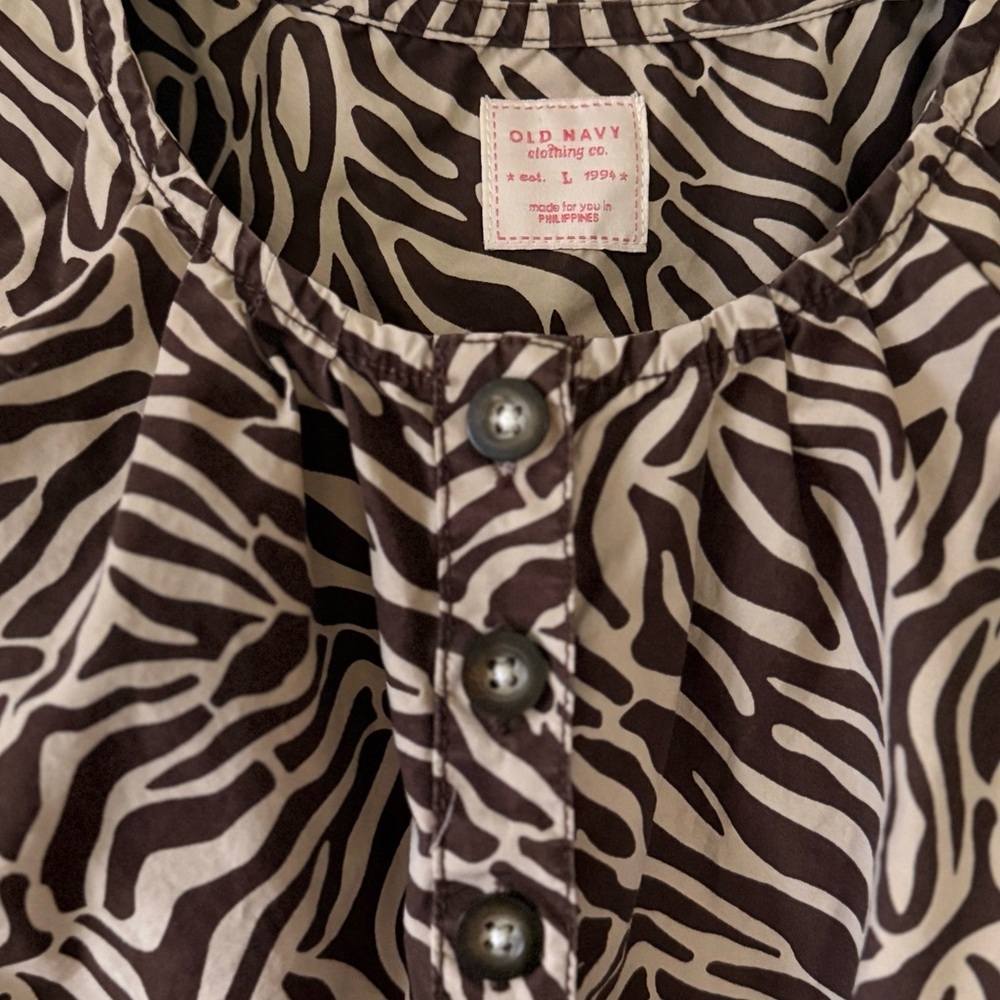 Vintage Y2K Old Navy Animal Print Button-Up Mini Dress 100% Cotton